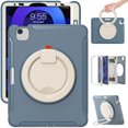 thumbnail image 1 of Kids Friendly Hybrid Case for iPad mini 6th Gen 8.3" 2021, Rugged Case with Rotating Ring Stand Pencil Holder Heavy Duty Protection Slim Fit Silicone PC Case for iPad mini 6th Gen, Cornflowerblue, 1 of 13