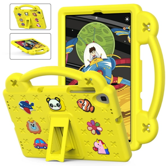 Kids Friendly Portable Tablet Case for Samsung Galaxy Tab A 10.1 Inch (SM-T510/T515) 2019 Case, EVA Foam Cute Pattern with Kickstand Cute Cartoon Shockproof PC Case - Yellow