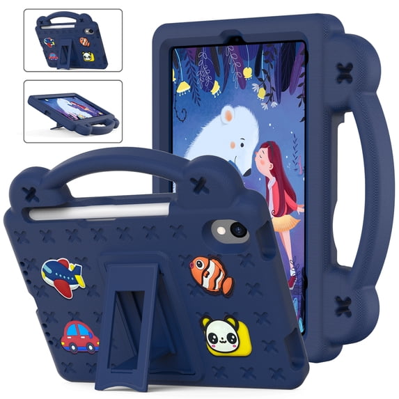 Kids Friendly Portable Tablet Case for Walmart Onn 10.1" Gen 4 2024 Release (Model:100135925) Case, EVA Foam Cute Pattern with Kickstand Cute Cartoon Shockproof PC Case - Navyblue