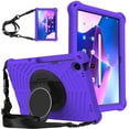 thumbnail image 1 of Kids Friendly Rugged Case for Lenovo Tab M10 Plus (3rd Gen) 10.6" 2022, Heat Dissipation Multi-viewing Angle Stand, 360 Degree Rotation Shock-Absorbing Drop Protection Shoulder Strap, Purple, 1 of 10