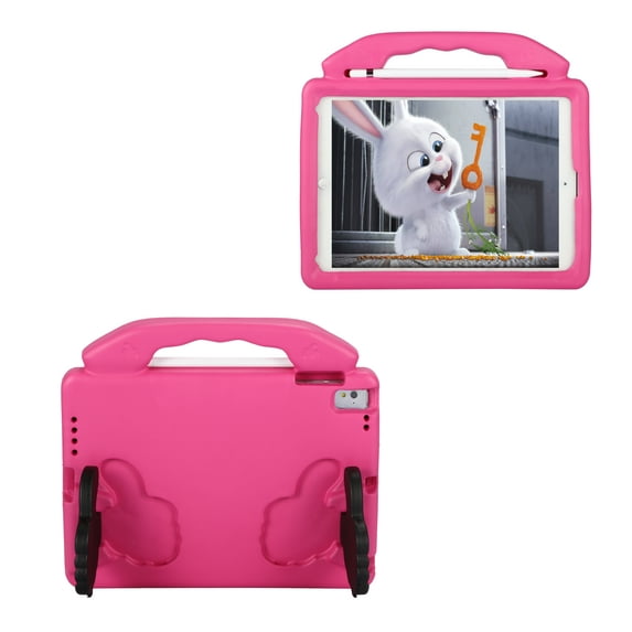 Kids Friendly Tablet Case for Apple iPad (6th/5th Generation) 9.7" & iPad Air 2 9.7" & iPad Air 9.7 Inch - Lightweight Portable Handle Case Shockproof Hard Rugged Cover with Stand (Rose)