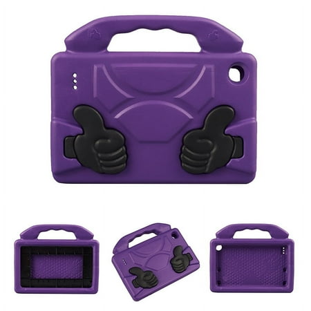 Kids Friendly Tablet Case for Kindle Fire 7 (9th Generation & 7th Generation & 5th Generation) - Portable Handle Case Shockproof Hard Rugged Cover with Stand for Amazon Fire Tablet 7 Inch (Purple)