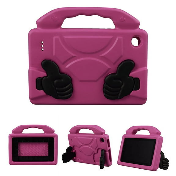 Kids Friendly Tablet Case for Kindle Fire 7 (9th Generation & 7th Generation & 5th Generation) - Portable Handle Case Shockproof Hard Rugged Cover with Stand for Amazon Fire Tablet 7 Inch (Rose)