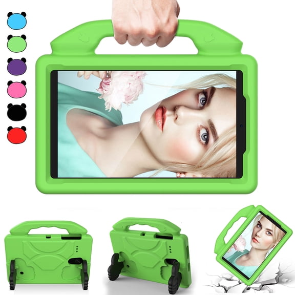 Kids Friendly Tablet Case for Samsung Galaxy Tab A 8.0" 2017 (Model SM-T380 or SM-T385) - Portable Handle Case EVA Foam Protector Shockproof Hard Rugged Cover with Stand (Green)