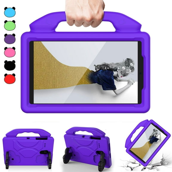 Kids Friendly Tablet Case for Samsung Galaxy Tab A 8.0" 2017 (Model SM-T380 or SM-T385) - Portable Handle Case EVA Foam Protector Shockproof Hard Rugged Cover with Stand (Purple)