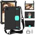 thumbnail image 1 of Kids Friendly Tablet Case for Samsung Galaxy Tab A8 10.5" SM-X200/SM-X205, Heavy Duty Wristband Shoulder Strap Crossbody Lanyard Cover with Kickstand Military Grade Anti-Drop Shockproof Ca, Black+Mint, 1 of 6