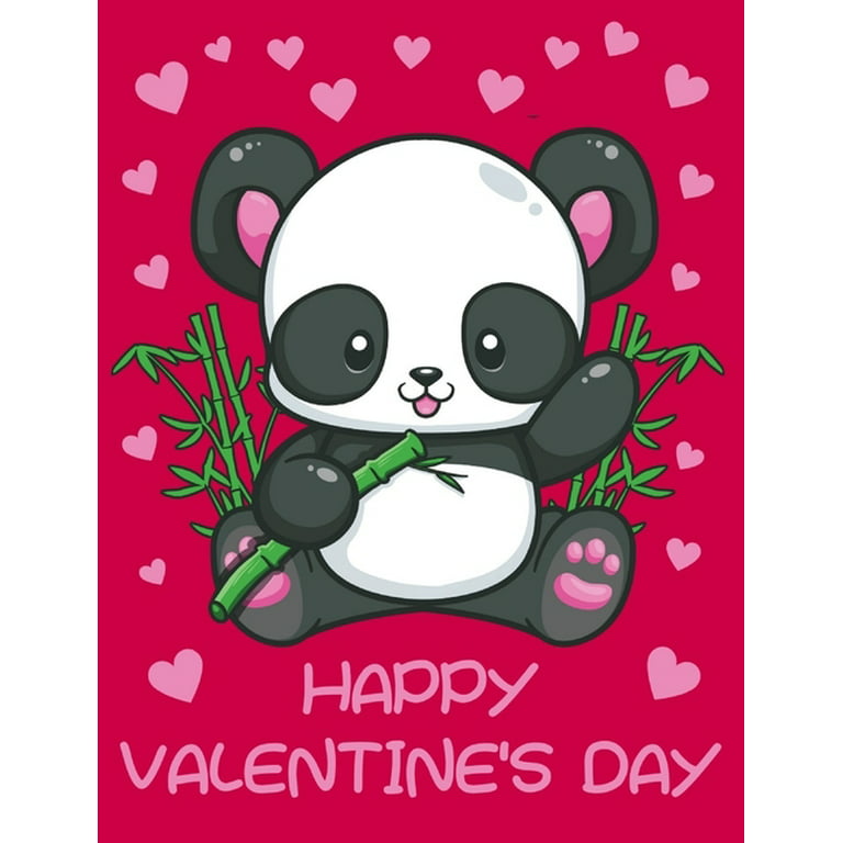 Kids Friendship Gifts: Happy Valentines Day: Kids Valentine Day Gift  Perfect For Friends Or A Class Gift Exchange. Cure Panda Bear & Hearts Red  Cover. (Series #2) (Paperback) 