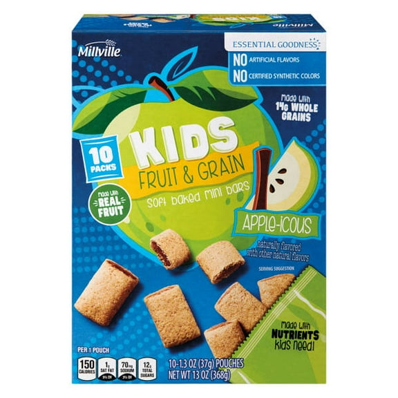 Kids Fruit and Grain Apple Cinnamon Mini Bars, 10 count- Pack of 2