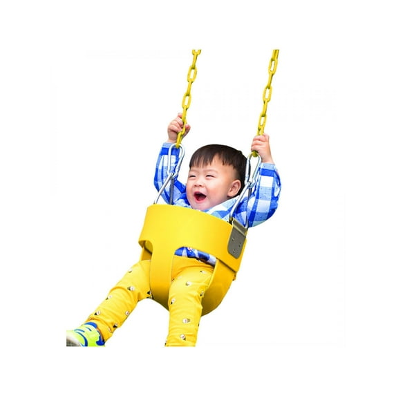 Kids Full Bucket Swing Yellow with 58" Chain, Toddler Swingset Swing Seat Outdoor Kids Toys SMT