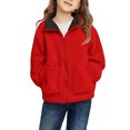 thumbnail image 1 of Kids Full Zip Fleece Jacket with Stand Collar and Elastic Cuffs for Boys and Girls Suitable for Daily Wear School Outdoor Activities, 1 of 6