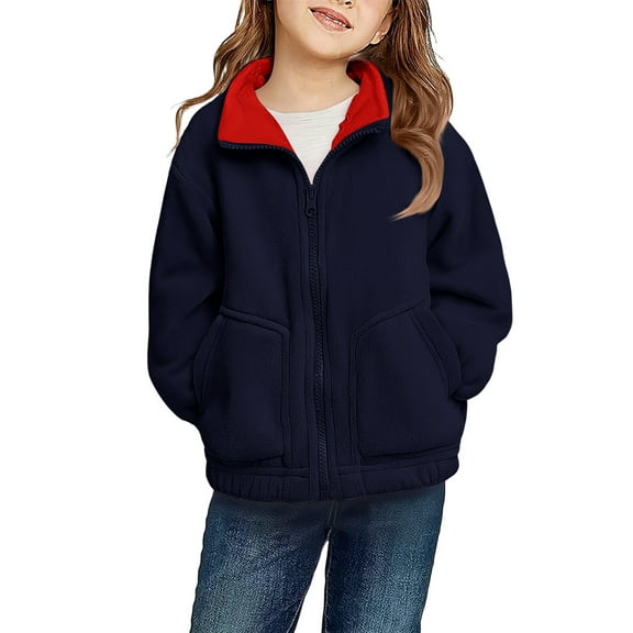 Kids Full Zip Fleece Jacket with Stand Collar and Elastic Cuffs for Boys and Girls Suitable for Daily Wear School Outdoor Activities