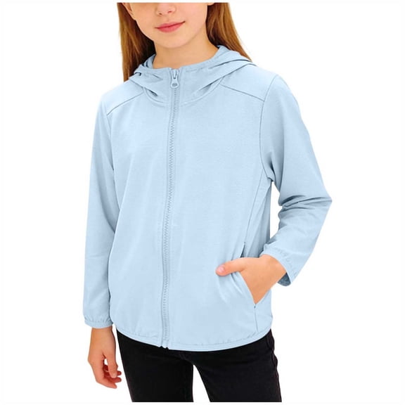 Kids Full Zip Sun Protection Jacket Hoodie Long Sleeve Shirts Kids Lightweight Running Fishing Outdoor Hiking Clothes