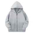thumbnail image 1 of Kids Full Zip Up Hoodie Solid Cotton Sweatshirt Classic Cord‑Free Hood Design with Pocket for Boys and Girls Casual Daily Wear, 1 of 5