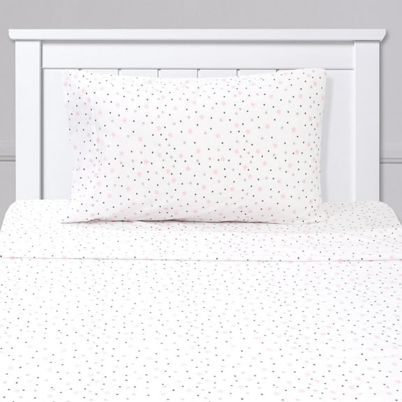 Kids Fun & Bright Printed Microfiber Sheet Sets, Ultra Soft Fitted Sheets with Straps - Stars, Twin Size