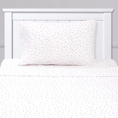 Kids Fun & Bright Printed Microfiber Sheet Sets, Ultra Soft Fitted Sheets with Straps - Stars, Twin Size