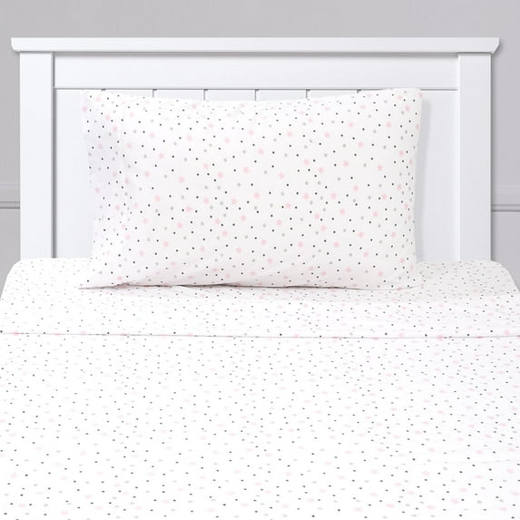 Kids Fun & Bright Printed Microfiber Sheet Sets, Ultra Soft Fitted Sheets with Straps - Stars, Twin Size