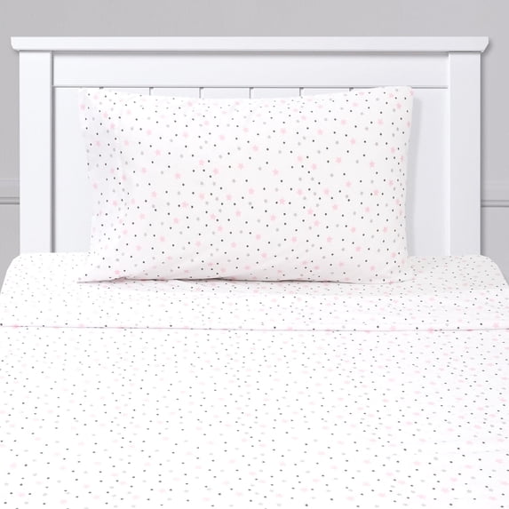 Kids Fun & Bright Printed Microfiber Sheet Sets, Ultra Soft Fitted Sheets with Straps - Stars, Twin XL Size