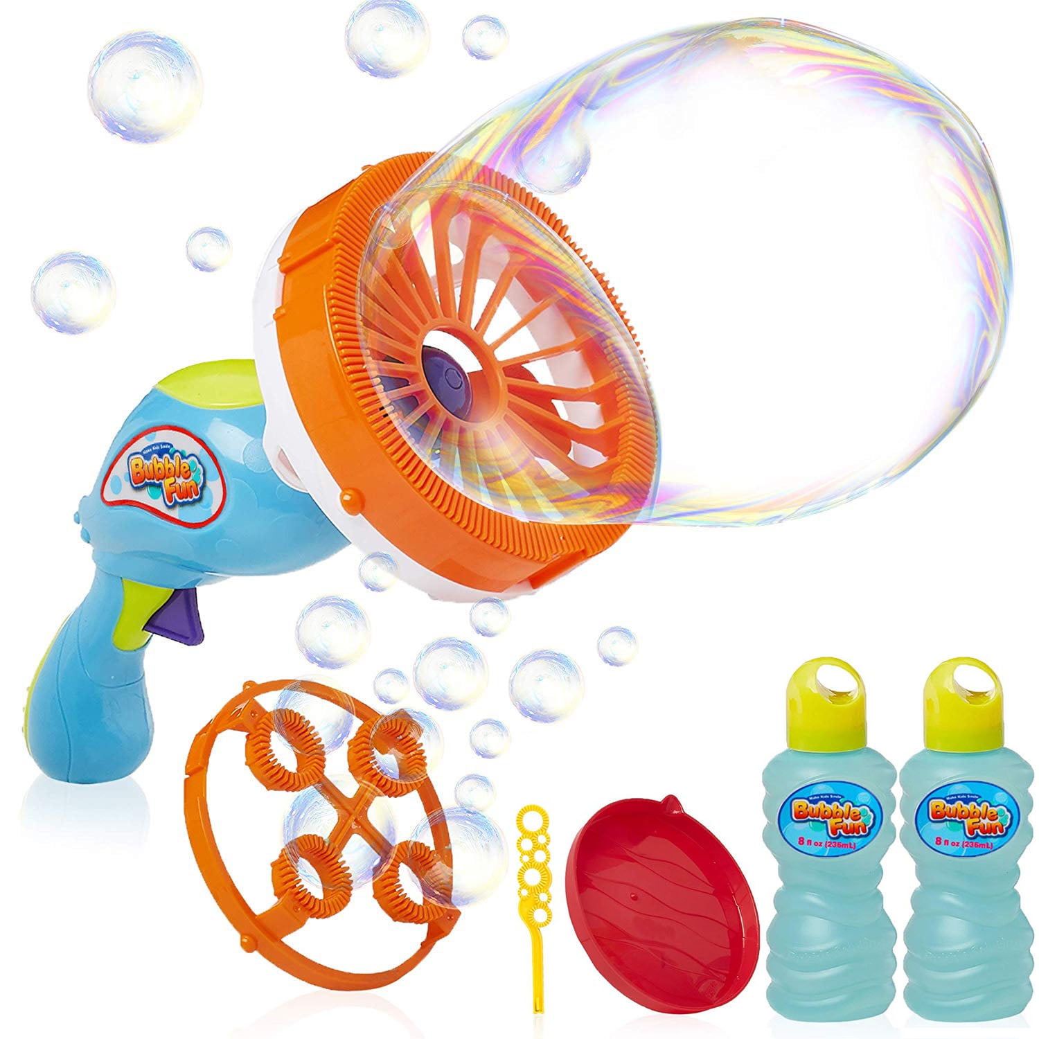 Kids Bubble Shooter Bubble 360° No Leak Automatic Bubble Machine with LED  Light 1 Bubble Solution for Birthday Party Summer Toys Outdoor Activities  for Kids 4-8 Years Old 