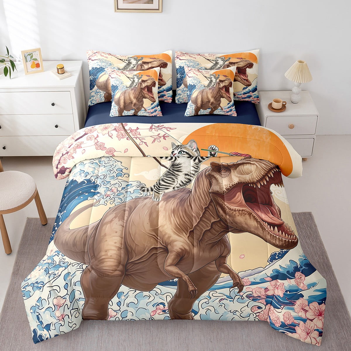 Cute King Cat rides a buy flying