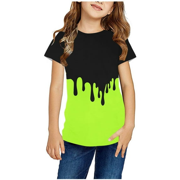 Kids Funny Graphic Short Sleeve T-Shirt Youth Soft Tee Crewneck Cotton T Shirts for Boys and Girls Size 3-12 Years Green 11-12 Years