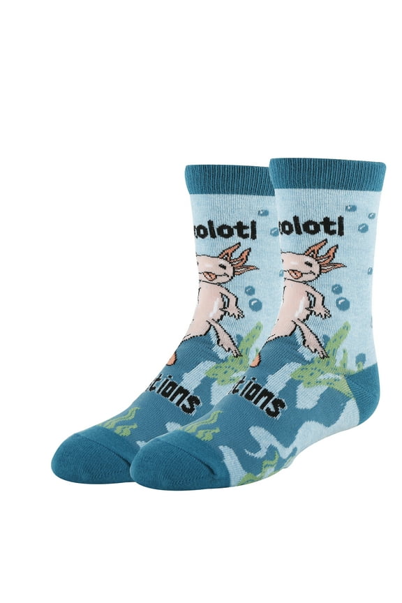 Kids Funny Saying Novelty Crazy Crew Socks, Silly Dress Socks for Boys & Girls, Axolotl Spirit