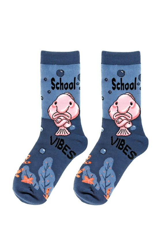 Kids Funny Saying Novelty Crazy Crew Socks, Silly Dress Socks for Boys & Girls, Morning Blob Vibes