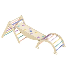 Kids Furniture 5 in 1 Pikler Triangle Set, Baby Climbing Toy, Montessori Learning Toy with Arch, Ramp, and Climbing Triangle,Baby Furniture