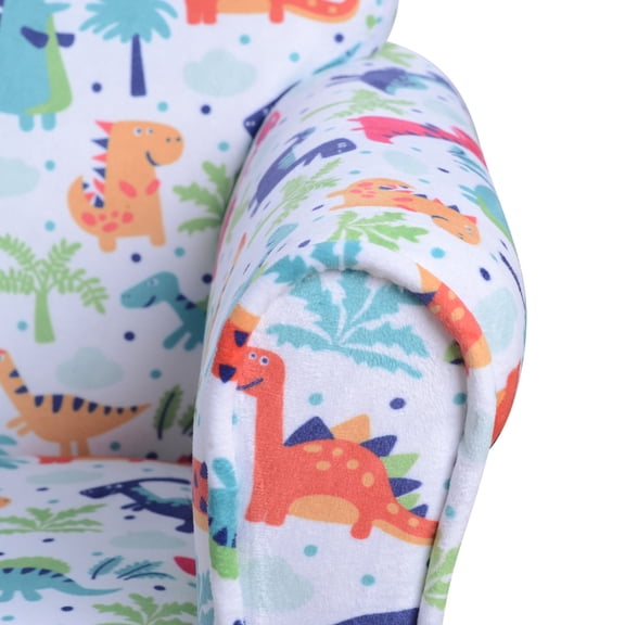 Kids Furniture Qaba Kid's Sofa Chair with Dinosaur Design and Thick Padding, Flannel-Covered Toddler Armchair for Bedroom, Playroom,Baby Nursery Furniture