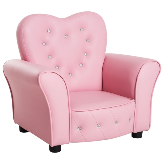 Kids Furniture Qaba Kids Sofa Toddler Tufted Upholstered Sofa Chair Princess Couch Furniture with Diamond Decoration for Preschool Child, Pink,Baby Nursery Furniture