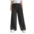 thumbnail image 1 of Kids Fuzzy Fleece Pants Soft Cozy Plush Wide Leg Sweatpants with Elastic Waist for Winter Casual Loungewear, 1 of 8