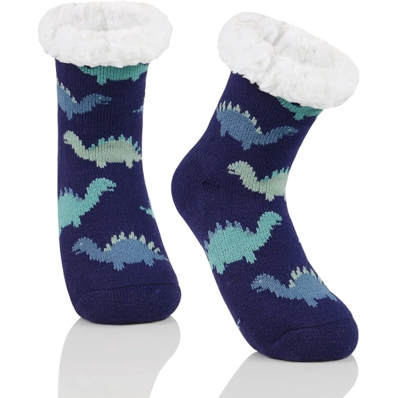 Kids Fuzzy Socks with Grips Toddler Slipper Socks Baby Christmas Socks Boys Girls Winter Socks Cozy Socks for Kids 1Pairs