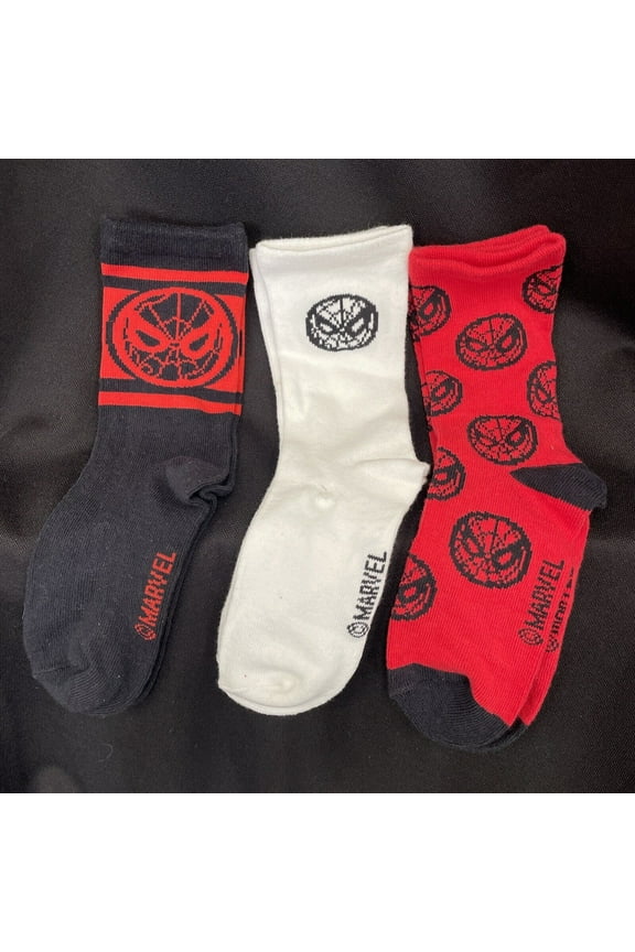 Kids GAP Miles Morales 3 Pack Crew Socks Shoe Size 13-2