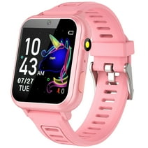 Kids Game Smart Watch Gift for Girls Age 6-12, 24 Puzzle Games HD Touch Screen Kids Watches with Video Camera Music Player Pedometer Flashlight 12/24hr Toys for 7 8 9 10 11 12 Year Old Girls,Pink