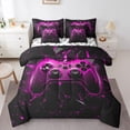 thumbnail image 1 of Gamepad 7Pcs Comforter Set Twin Size,Geometric Honeycomb Bedding Set,Video Games Fitted Flat Sheet Teens Men Bedroom Decor,Modern Black Rose Gaming Reversible 2 Throw Pillow,2 Pillowcases, 1 of 5