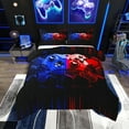 thumbnail image 1 of Gamer Comforter Set Queen,Gaming Bedding Cool Video Game Black Bedding Comforter Sets Blue Red Geometric Honeycomb Duvet Insert for All Season Gamepad Home Decor Quilt, 1 of 7