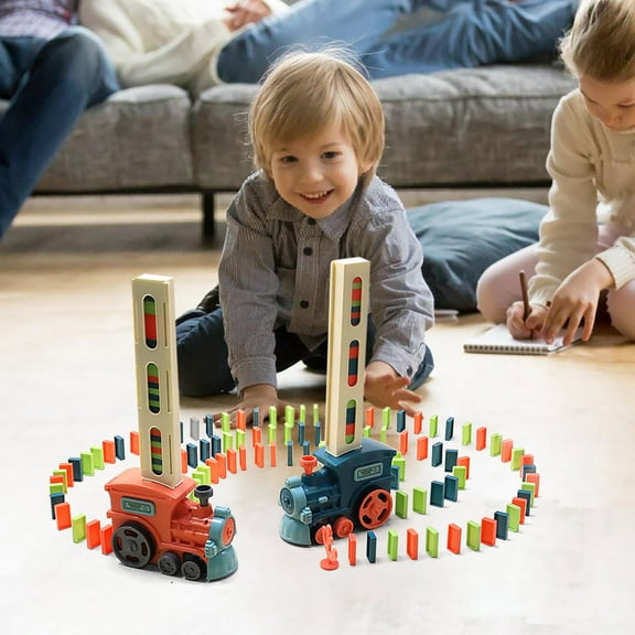 Kids Games Train Toys,Domino Train Toy Set,Birthday Gift Kids Toys Train Set With 60/180Pcs Automatic Stacking Creative Game 3+ Year Old, Electric Train Toy Set With Sound Light For Boys Christmas