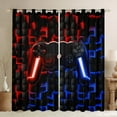 thumbnail image 1 of Gaming Curtains & Drapes 38"Wx45"L Geometric Gamer Window Curtains Neon Red Indigo Blue Gamepad 30%-50% Blackout Curtains 3D Ombre Checkered Curtains 2 Panels For Game Room, 1 of 5