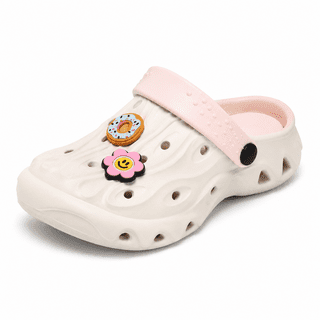Kids Garden Clogs with Removable Insoles for Boys Girls (Toddler/Little/Big Kids), Lightweight EVA Slip on Sandals with Arch Support, Indoor Shower Shoes Outdoor Beach Pool Water Shoes, White