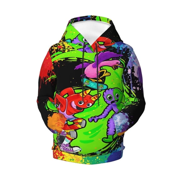 Kids Garden Monster Animal Banban Hoodie with Pocket Cartoon Printed Pullover Hooded Sweatshirt For Boys Girls Youth