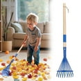 thumbnail image 1 of Kids Garden Rake 28” – Hardwood Handle Lightweight Rake for Leaves & Yard Cleanup, Durable Safe Rake Head, Fun Outdoor Gardening Tool, Parent-Child Activity, Gift, Blue, 1 of 5
