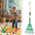 thumbnail image 1 of Kids Garden Rake 28” – Hardwood Handle Lightweight Rake for Leaves & Yard Cleanup, Durable Safe Rake Head, Fun Outdoor Gardening Tool, Parent-Child Activity, Gift, Green, 1 of 5