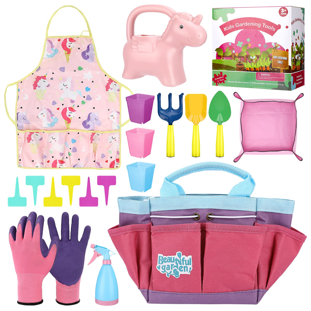 Kids Gardening Set, 19Pcs Kids Gardening Tools Garden Tool Set Toddler