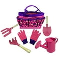 thumbnail image 1 of Kids Gardening Tool Set - Real Metal Child Sized Hand Tools with Wooden Handles & Safety Edges; Shovel, Rake & Pitch Fork - Plus Watering Can, Garden Gloves & Durable Canvas Carrying Bag. Pink, 1 of 5