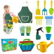 Kids Gardening Tool Set for Toddlers Include Tote Bag, Trowel, Rake, Gloves, Pots, Spray Bottle, Watering Can and Apron for Toddler Outdoor Toys Gift for Boys and Girls