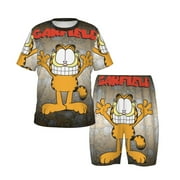 ENUAQEM Kids Garfield Pajamas Set Cartoon Shirts And Short Set Summer Pajama Pants Set For Boys Girls