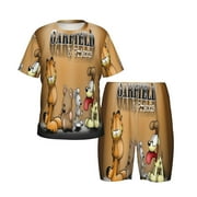 ENUAQEM Kids Garfield Pajamas Set Cartoon Shirts And Short Set Summer Pajama Pants Set For Boys Girls