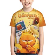 ENUAQEM Kids Garfield Shirts Anime T-Shirt Novelty 3d Printed Short Sleeve Cartoon Tee Shirts Summer Top For Boys Girls