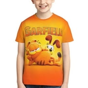 ENUAQEM Kids Garfield Shirts Anime T-Shirt Novelty 3d Printed Short Sleeve Cartoon Tee Shirts Summer Top For Boys Girls