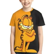 ENUAQEM Kids Garfield Shirts Anime T-Shirt Novelty 3d Printed Short Sleeve Cartoon Tee Shirts Summer Top For Boys Girls