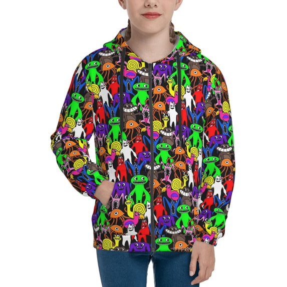 Kids Garten Of Banban Hoodie 3d Printed Zip Up Hooded Sweatshirt With Pocket For Boys Girls